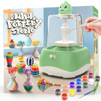 Mini Pottery Wheel for Kids – Fingertip Pottery Painting Craft Kit with 2.3in Tu