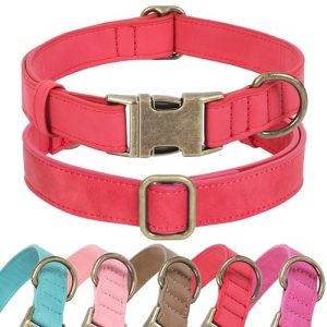 Jumpress Soft Leather Dog Collar for Small Medium Large Dogs