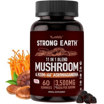 Mushroom Gummies with Ashwagandha – 350mg 10-in-1 Mushroom Blend – Lions Mane