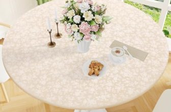Smiry Round Picnic Tablecloth, Elastic Waterproof Fitted Heavy Duty Vinyl Tablec