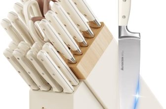 Knife Set,Astercook Kitchen Knife Set with Block 22-Piece Full Tang Stainless St