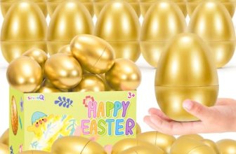 SevenQ Golden Plastic Easter Eggs Empty 36Pcs 3.15″ Fillable Easter Basket Stuff