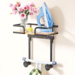 REFGY Ironing Board Hanger Wall Mount with Natural Wood-Texture Shelf