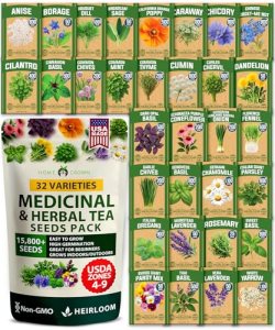 HOME GROWN Herb Seeds 32 Medicinal Herbs and Tea Variety Pack