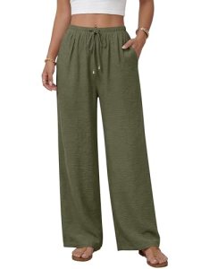 ANRABESS Womens Palazzo Pants, Wide Leg Flowy Drawstring High Waisted