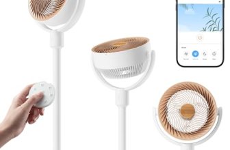SwitchBot Smart Pedestal Fan, Rechargeable Oscillating Standing Fan for Bedroom