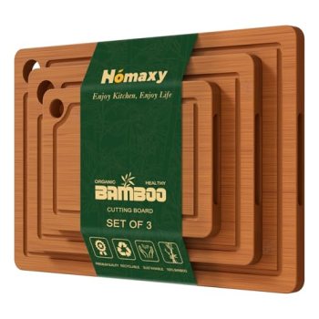Homaxy Bamboo Cutting Board for Kitchen Set of 3