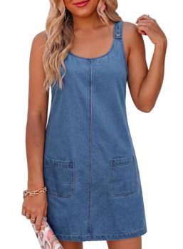 Dokotoo Denim Dress Womens Fashion Casual Sleeveless Crewneck Western Jean Dress