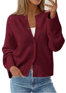 KIRUNDO Cardigan Sweaters for Women 2026 Spring Oversized Puff Long Sleeve Butto