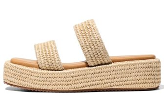 Erocalli Women’s Brown Platform Wedge Sandals Slip on Summer Espadrilles Comfort
