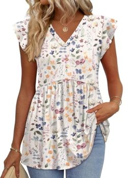 WIHOLL Tops for Women 2026 Trendy Babydoll Shirts Summer Spring Outfits Cute Blo