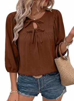 SHEWIN Dressy Tops for Womens 3/4 Sleeve Tops for Women Blouses Spring Baby Doll