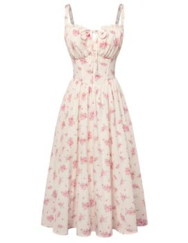 Scarlet Darkness Women 2026 Floral Corset Dress Summer Milkmaid Sundress Wedding