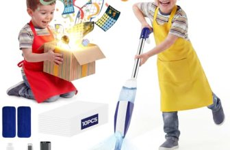 Kids Spray Mop – Chores Chart Set Montessori Cleaning Toy Set with Real Water Sp