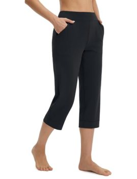 baleaf Womens Capri Pants with Pockets Wide Leg Yoga Capris Leggings High Waiste