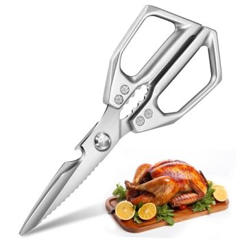 Heavy Duty Kitchen Scissors Food: Cuts 4X Easier with Japanese Steel Blade