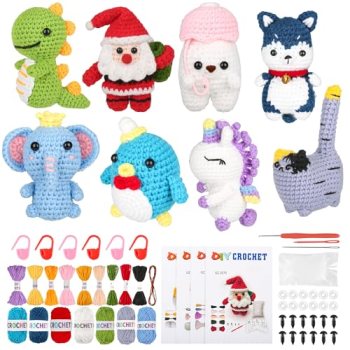 8Pcs Crochet Kit for Beginners, 2026 Great Christmas Gift for Crochet Lovers, DI