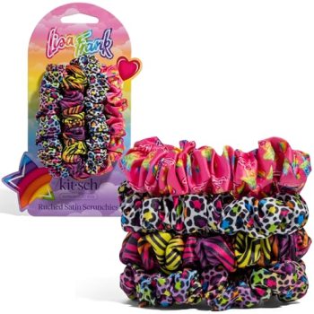 Lisa Frank x Kitsch Ruched Satin Scrunchies for Women