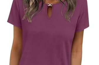 ANRABESS Womens Short Sleeve Tops Summer Tshirts Cute Keyhole Neck Casual Basic