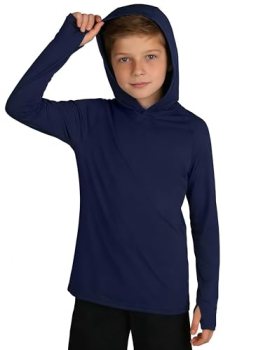 beautyin Boys Rash Guard Long Sleeve Hoodie Swim Shirt UPF 50+ Quick Dry Fishing