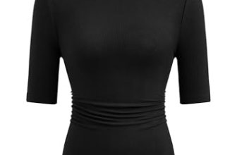PRETTYGARDEN Womens Summer Short Sleeve Tops Boat Neck Ribbed Knit Slim Fit T Sh