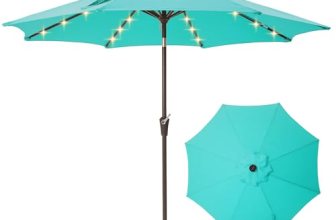 Tioline 9FT Solar-Powered LED Patio Umbrella with Tilt Crank