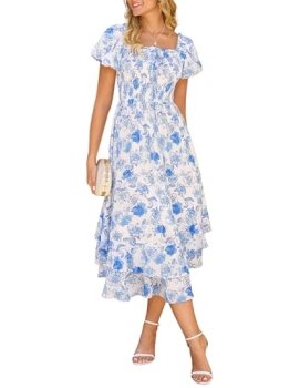 GRACE KARIN Womens Summer Floral Maxi Dress 2026 Flowy Wedding Guest Dress A Lin