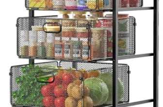 SUNALLY Rolling Kitchen Cart with Drawers