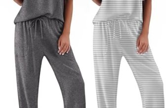 Ekouaer Womens Lounge Set Cute Pajamas Short Sleeve Shirts and Full-Length Botto