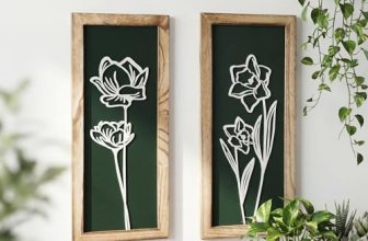 3D Floral Wall Art with 7”×16” Botanical Textured Framed Artwork Decor Wall Ar