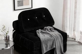 NESLAKO Folding Sofa Bed, Flannel Futon Couch Bed with Pillow and Blanket