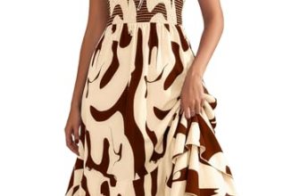 Lyrur Summer Dresses for Women Floral Boho Maxi Dress Tiered Ruffle Casual Beach