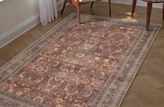 HUGEAR 4×6 Entryway Area Rug Vintage Brick Red Small Rug Machine Washable Door M