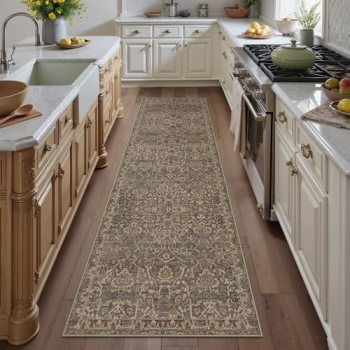 HUGEAR 2’6”x12 Runner Rug Machine Washable Retro Brown Hallway Area Rug Indoor