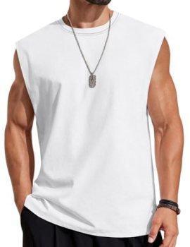 COOFANDY Mens Casual Tank Tops Cotton Cut Off Sleeveless Shirts Breathable Tank