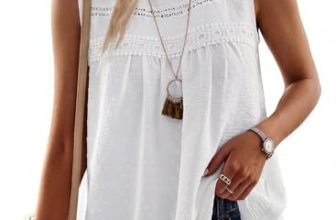 Falechay White Tank Tops Tunic Tops Crewneck Shirts Sleeveless Blouses for Women