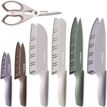 Astercook Knife Set, 13 Pieces Kitchen Knives Set with Healthy Anti-Rust Coating