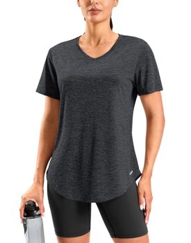 Viodia Womens Workout Tops Full Back Coverage Athletic Shirt UPF 50+ Quick Dry S
