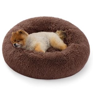 Bedsure Calming Donut Cat Bed – Fluffy Plush Round Pet Bed for Indoor Cats & Sma