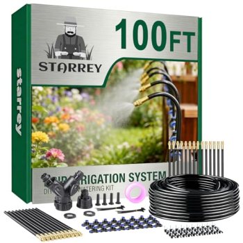 Starrey Drip Irrigation System, 2026-Upgrade 100Ft 1/4″ Garden Watering System w