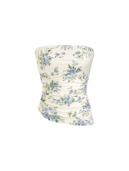 CIDER Strapless Tube Tops for Women Floral Going Out Crop Tops Bandeau Ruched As