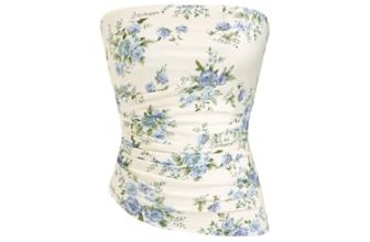 CIDER Strapless Tube Tops for Women Floral Going Out Crop Tops Bandeau Ruched As