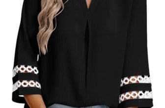 PYGFEMR 3/4 Length Sleeve Womens Tops Casual Dressy Blouses 2026 Trendy V Neck S