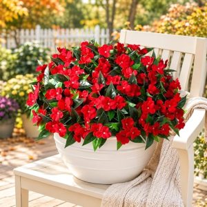 Livole Artificial Impatiens Flowers for Outdoors