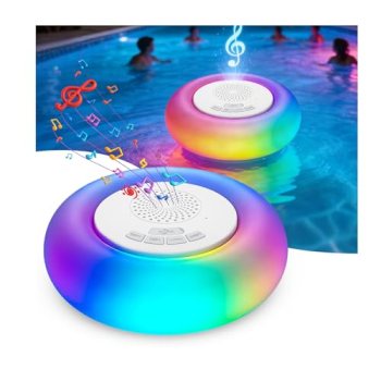 JEMULICE 2 Pack Floating Pool Lights with Bluetooth Pool Speaker