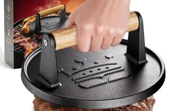 Smash Burger Press 6.5”,Cast Iron Flat Round Edge Grill/Bacon/Meat/Hamburger/Che