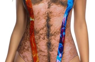 uideazone Women Chest Muscles Bikini One Piece Swimsuits Funny Flame Monokini Sw