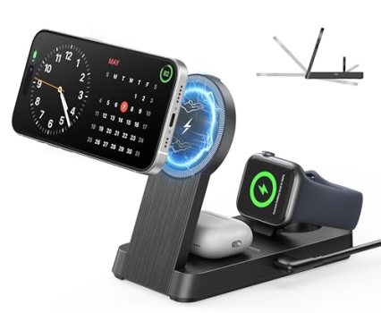 3 in 1 Magnetic Wireless for iPhone Charging Station: Foldable Portable Charger