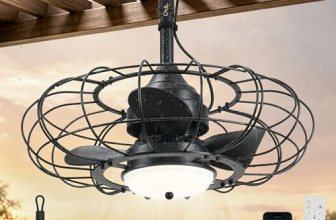 AHAWILL 20″ Black Outdoor Ceiling Fan with Light and Remote/APP