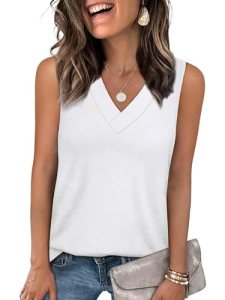 YESTTO Tank Tops for Women Summer V Neck T Shirts Sleeveless Tops Casual Loose F